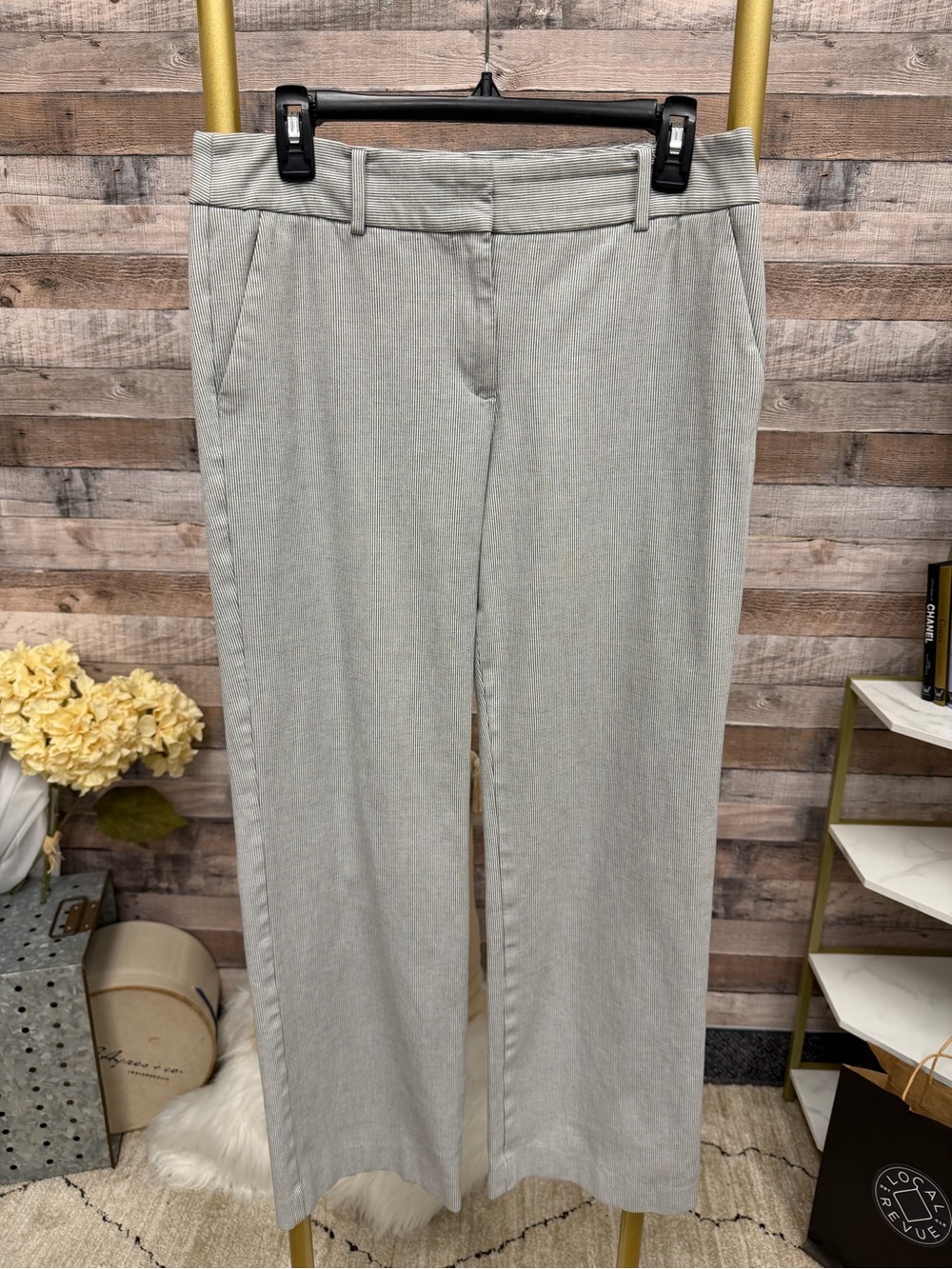 Talbots Newport Pant white with grey pinstripe 10